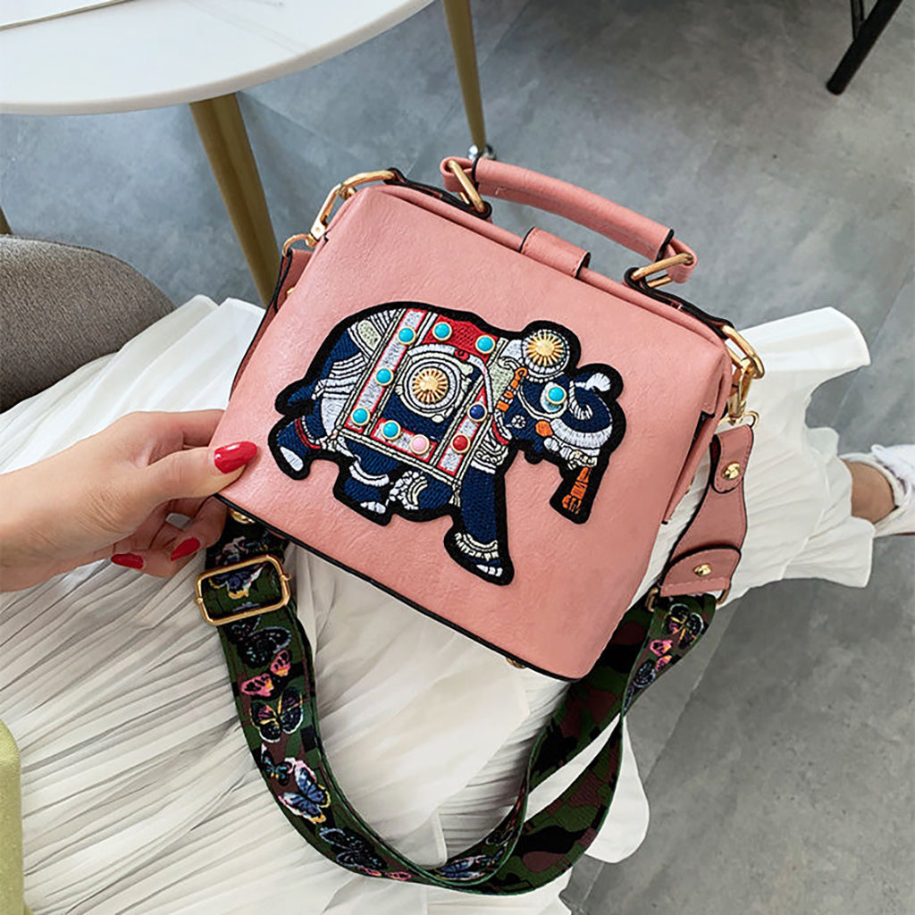 The Elegant Elephant Embroidery Handbag