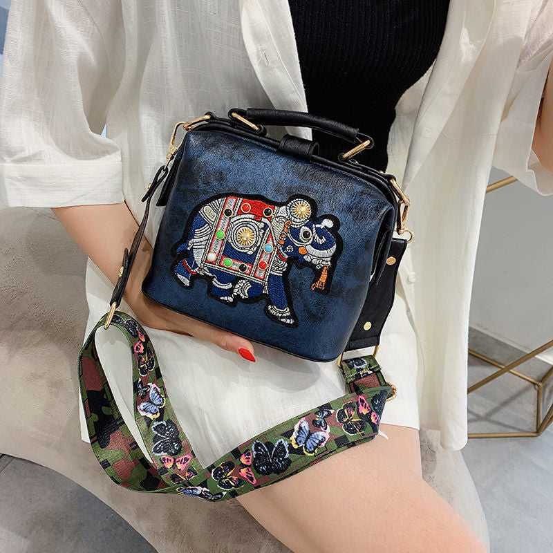 The Elegant Elephant Embroidery Handbag